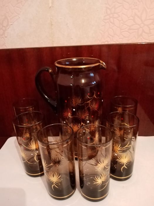 Набор из богемского стекла, позолота