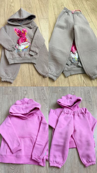 Zara костюм 98 104 комплект худі джогери осінь весна 3 4 роки теплий утеплений з вушками куртка безрукавка комбінезон