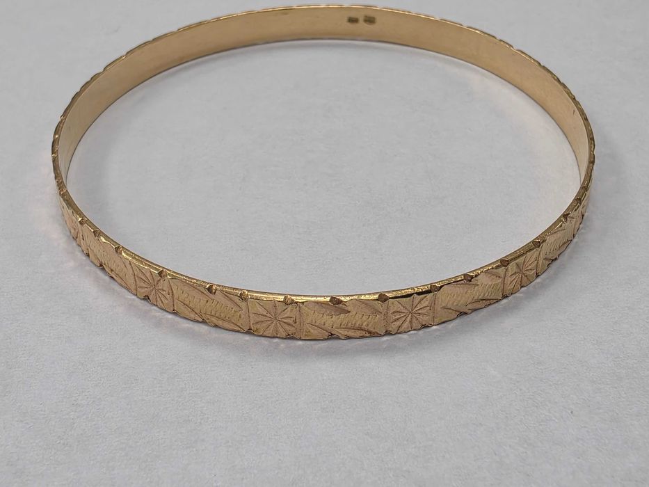 Złota bransoletka damska/ 585/ 13.13 gram/ Koło/ Sztywna/ brak możliwości regulacji/ XX wiek/ ~~ 19 / 20 cm