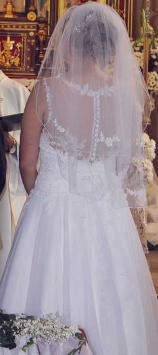 Asymetryczna suknia ślubna rozmiar L