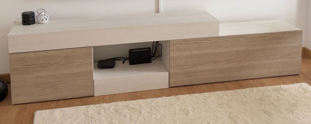 Móvel TV+ mesa de centro+ armários suspensos sala de estar