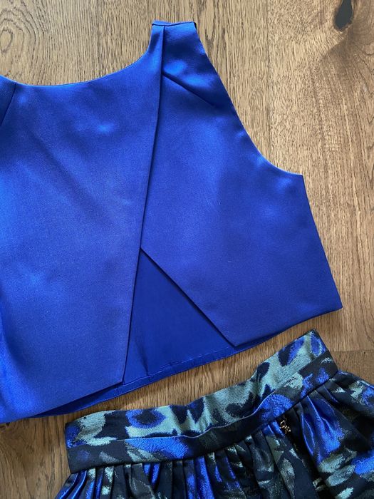 Spódnica i top komplet sukienka elegancka na wesele niebieska chabrowy