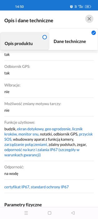 Zegarek Garett fioletowy wodoodporny