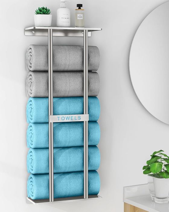 Wieszak na ręczniki, ścienny, duży do łazienki, 76 cm