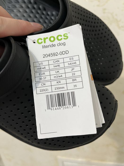 Уцінка crocs literide black крокси чорні лайтрайд 36