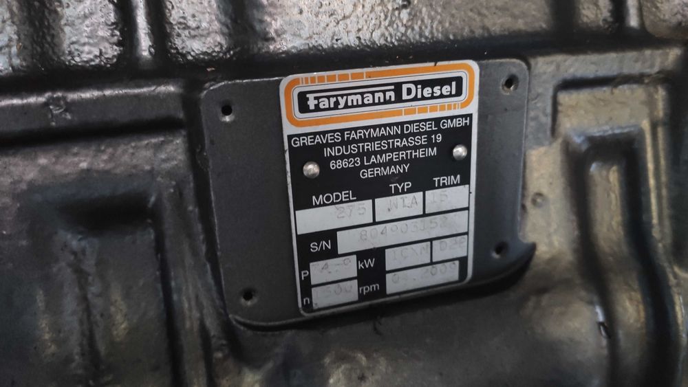 Silnik FARYMANN Diesel WTA 275 jak nowy / 101 KM/