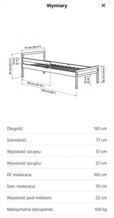 Lozko ikea 70x160 z materacem