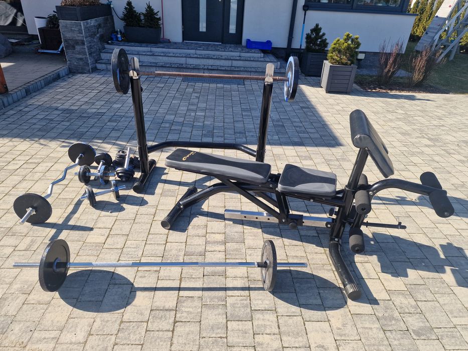 Domowa silownia zestaw ławeczka 100kg, hantle