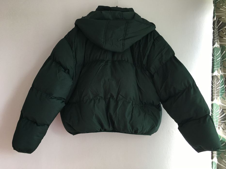 Kurtka ciemnozielona z kapturem bardzo ciepła puchowa plus size Asos