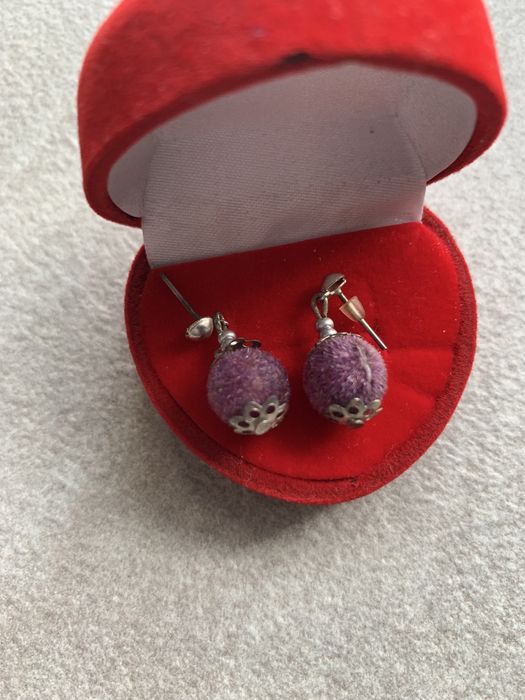 Kolczyki kulka koloru wrzos delikatne