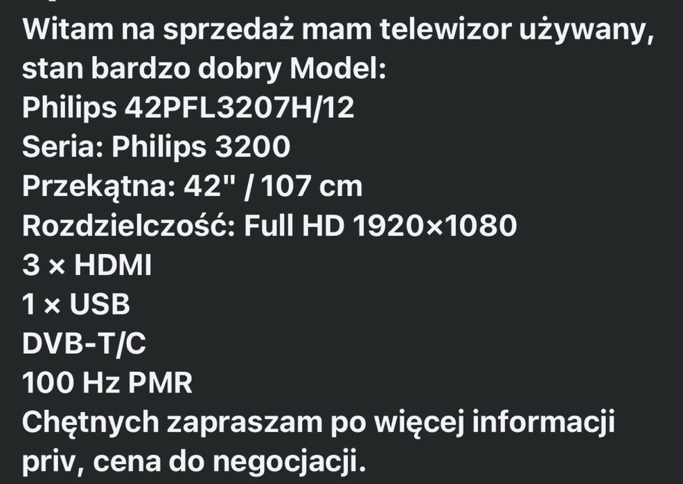 Telewizor model Philips 3200