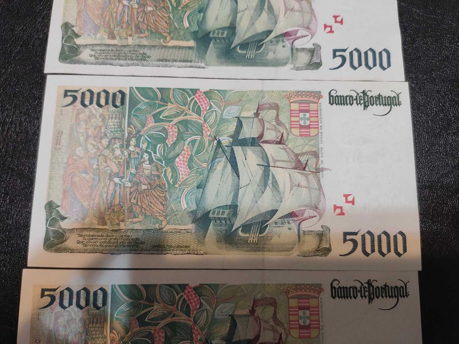 Notas de 5000$ Vasco da Gama - como Novas