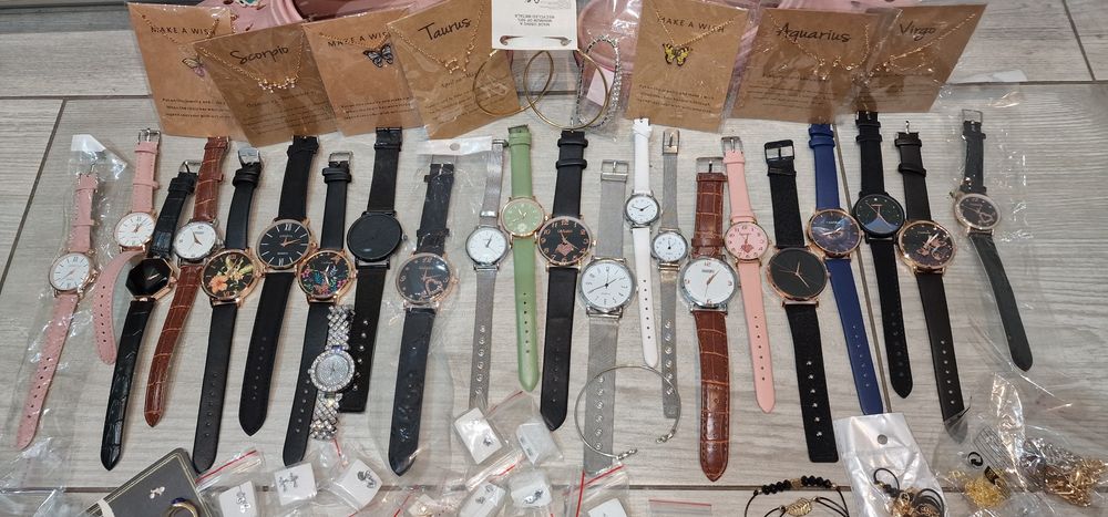Ogromny zestaw nowej biżuterii Shein primark zegarki łańcuszki kolczyk