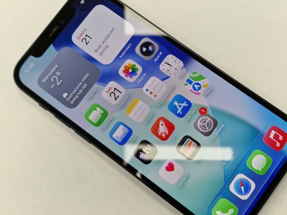 Iphone 12 64GB/ Black/ Bat 82%/ Grade A-/ Gwarancja + ładowarka