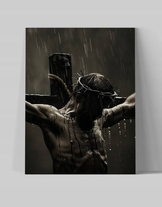 Obraz na płótnie Jezus Chrystus w koronie cierniowej na krzyżu 90x120