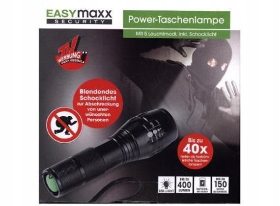 Latarka LED EASYmaxx 400lm 150m 5 trybów SOS zoom mocna alu