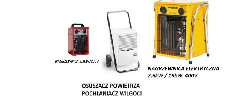 Nagrzewnica osuszacz pochłaniacz wilgoci wynajem wypożyczalnia