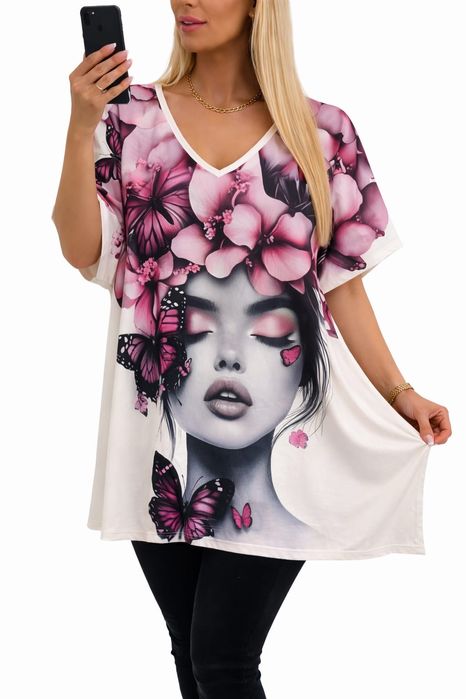 Bluzka plus size tunika duży rozmiar luźna 50/52/54/56