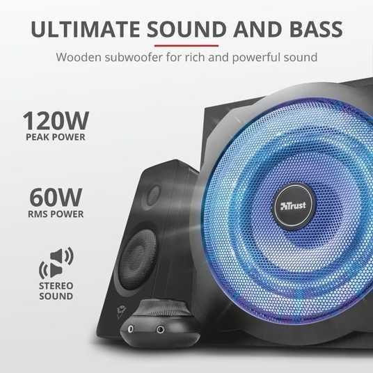 Акустика TRUST GTX 628 2.1 з підсвіткою, Limited Edition 120 Вт НОВА