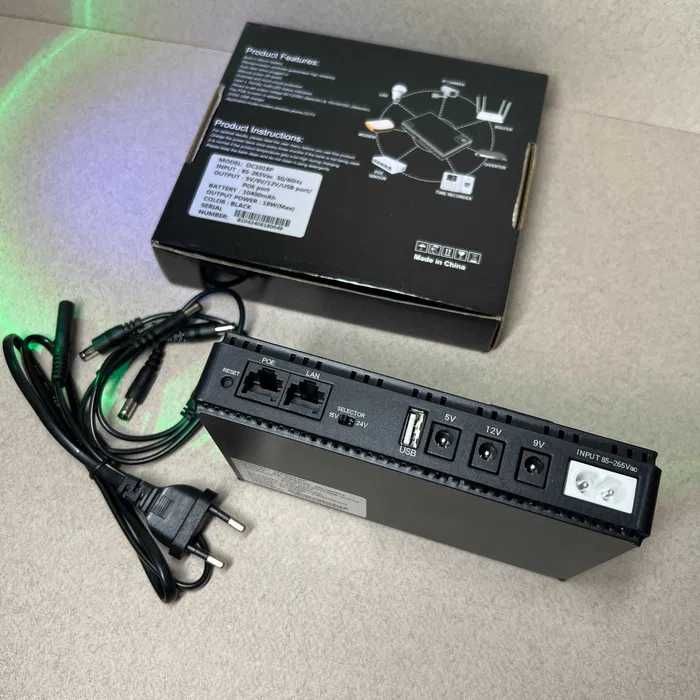 UPS 12V безперебійник для роутера  УПС 9V ИБП 10400 mAh 18W DC1018P