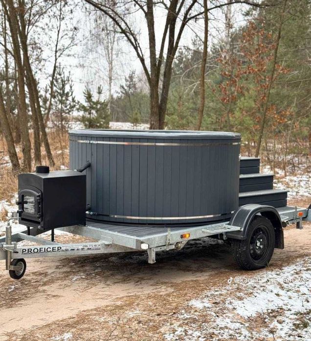 Чан на колесах Мобільний джакузі Спа купель на дровах Бізнес готовий