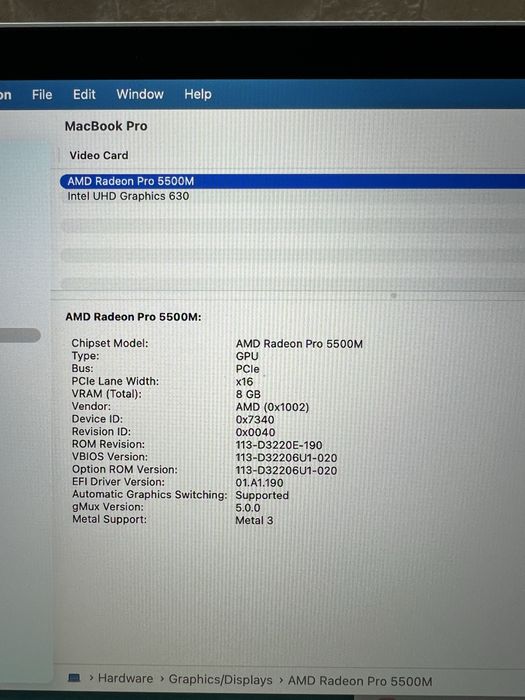 MacBook Pro 16' 2019 A2141 /i9 8-Core/16Gb RAM/1TB SSD/8Gb GPU/ MDM