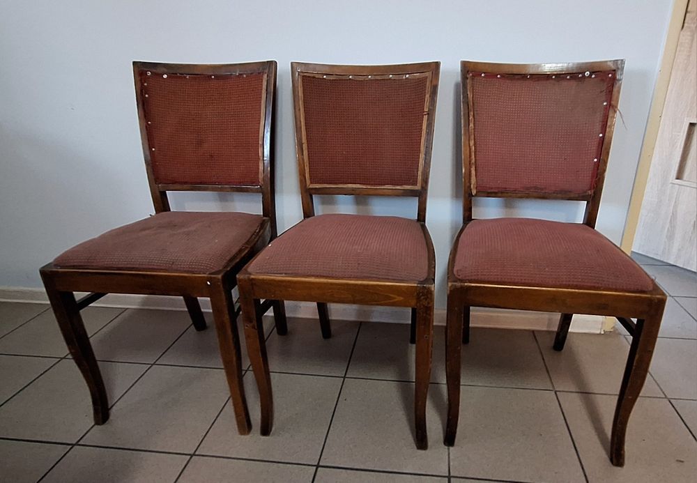 Krzesło drewniane tapicerowane 3 szt