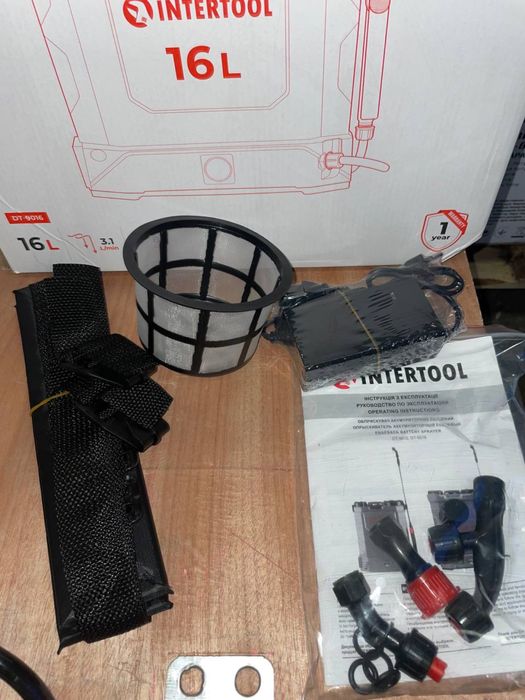 Обприскувач акумуляторний 16 л 3.1 л/хв, 12 В/8 Аг INTERTOOL DT-9016