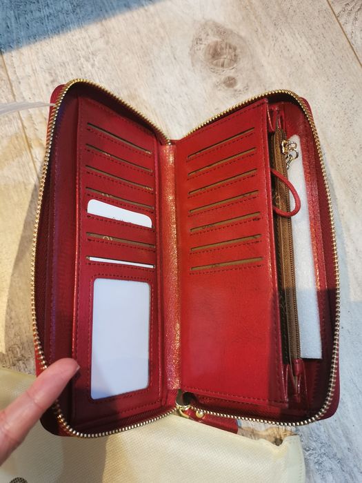 Portfel skórzany, mała torebka nowa Geruola