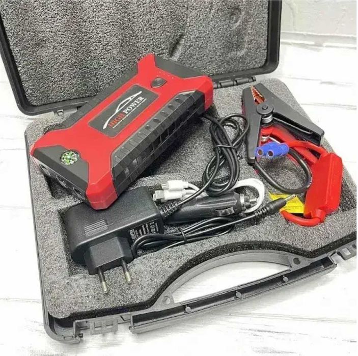 Пусковий зарядний пристрій бустер для авто кабель павербанк 99800мА