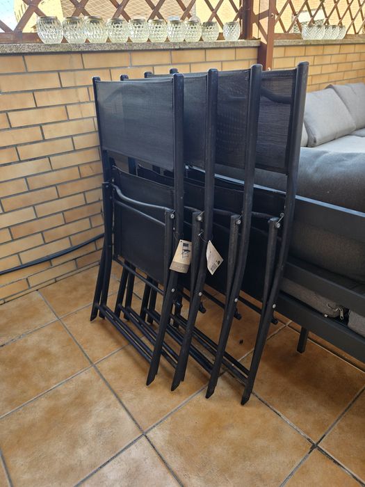 Conjunto de 4 Cadeiras de Exterior Dobráveis