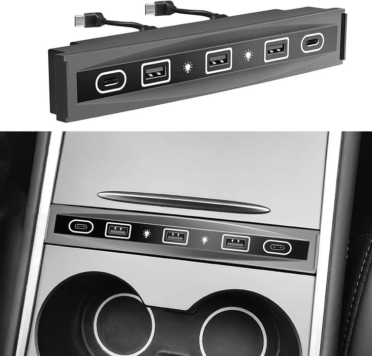HUB Adapter Przejściówka 2x USB C 3x USB A 36W LED TESLA 3 Y 742
