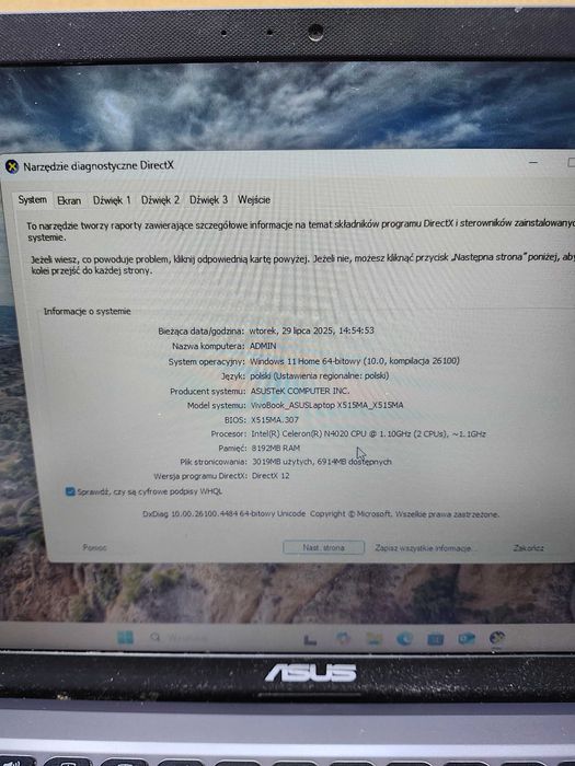 laptop ASUS X515MA  8/512 WIN11 N4020 15,6"