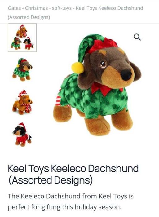 Игрушка собака, щенок, такса, песик, цуценя, собачка 30 см Keel toys Keeleco