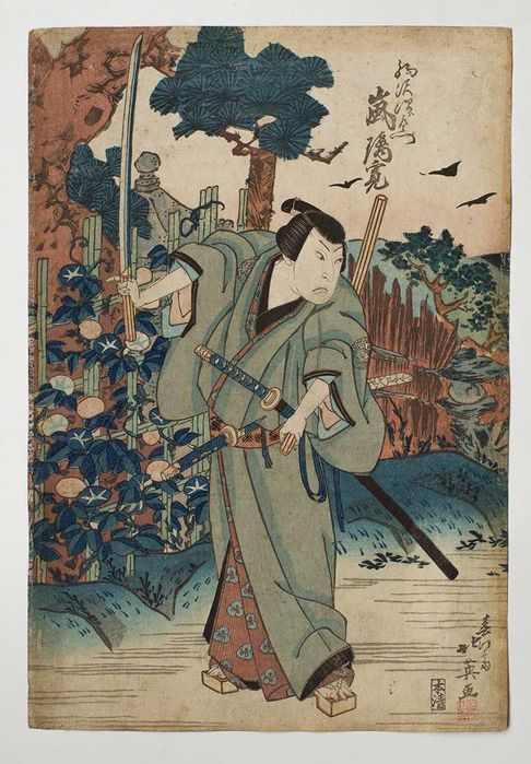 Hokuei – samuraj aktor – japoński drzeworyt 1832 nie Hokusai/Hiroshige