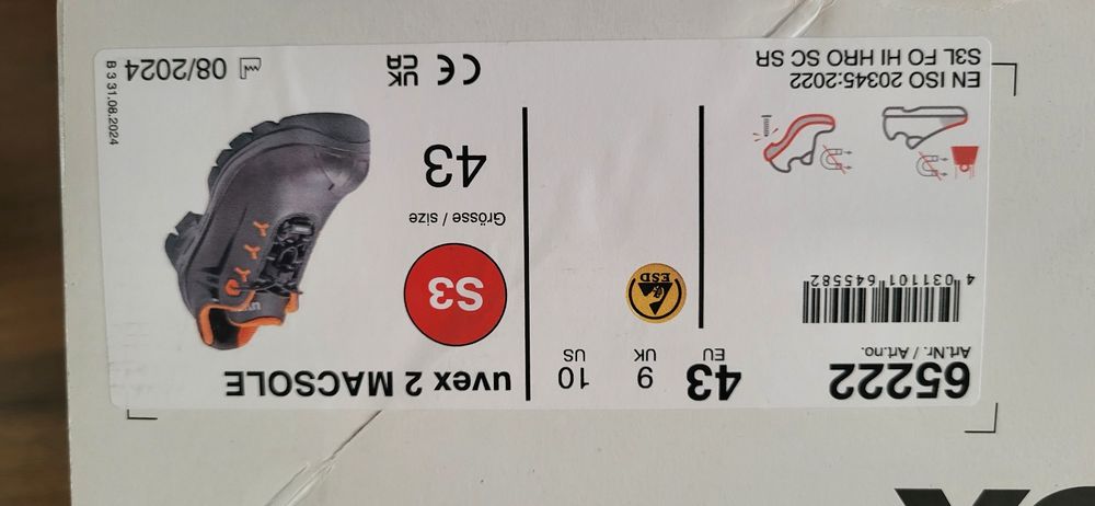 Buty ochronne UVEX rozm. 43