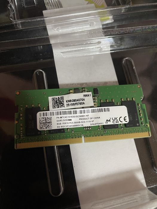 Оперативна памʼять RAM DDR5 8 Gb x2 5600 MHz SODIMM для ноутбука
