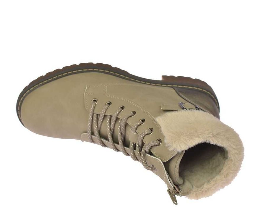 Botki damskie ocieplane trapery na zamek glany B-3-1344 beż  rozm. 41