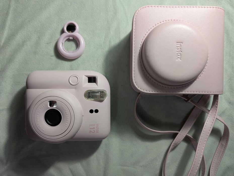 Fujifilm Instax Mini 12 Różowy zestaw z pokrowcem + lusterko