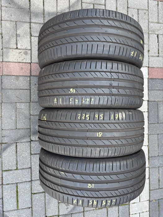 Komplet opon Continental 225/45/17 ( ładny stan, 7mm)