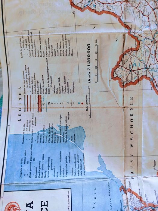 MAPA  od 1939 do 1940 samochodowa stanu dróg w Polsce.