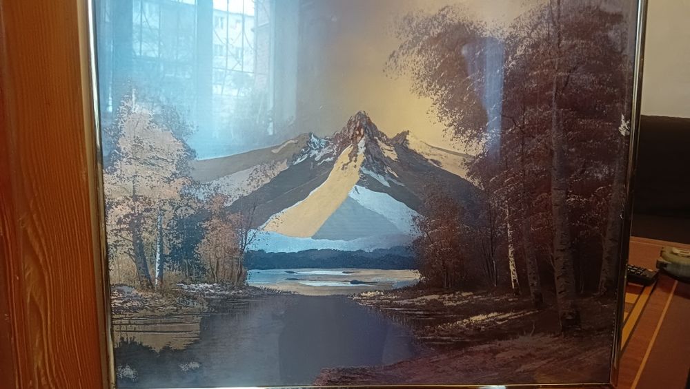 Продам картину "Горы" переливающаяся металло графика