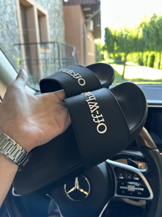 Тапки off white slides with logo
