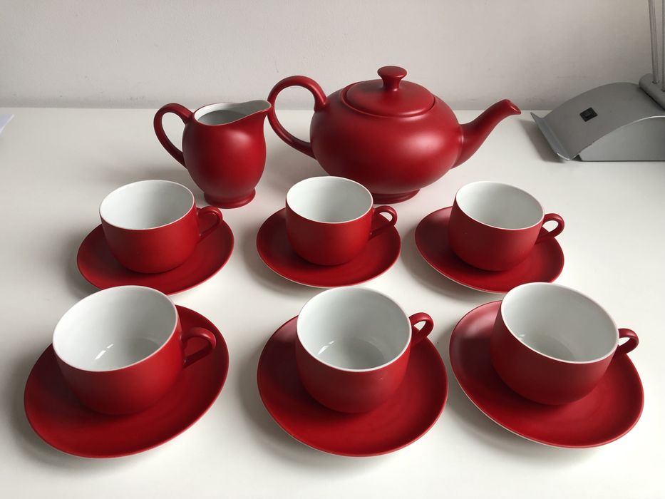 Zestaw do kawy herbaty czerwony piękny