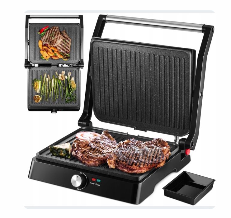 Opiekacz Grill Elektryczny Rozkładany do Kanapek Panini 2200 W Prezent