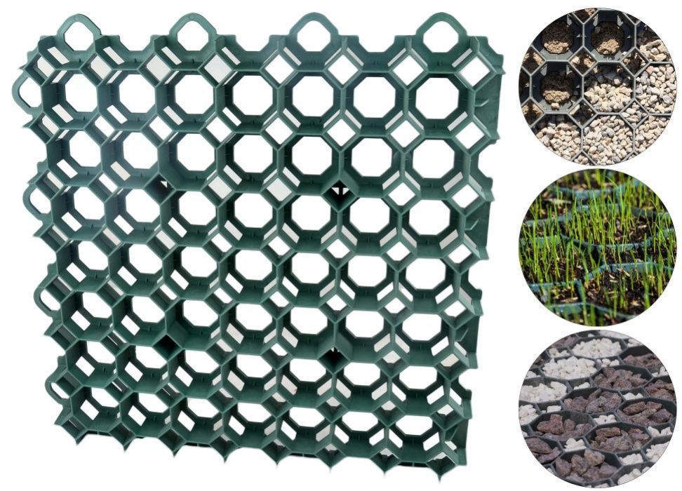 Kratka Parkingowa Trawnikowa Krata Drogowa 50x50cm 40mm Zielona Stella