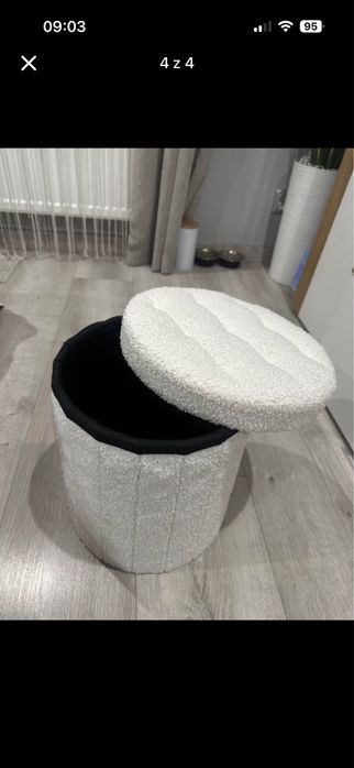 Pufa biała ze schowkiem