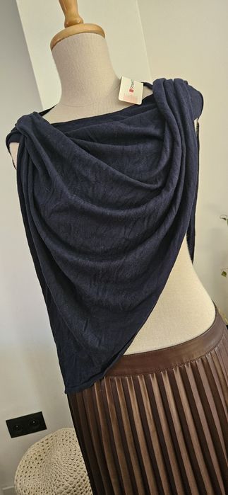 Narzutka ponczo sweter Nowy granatowy uniwersalny