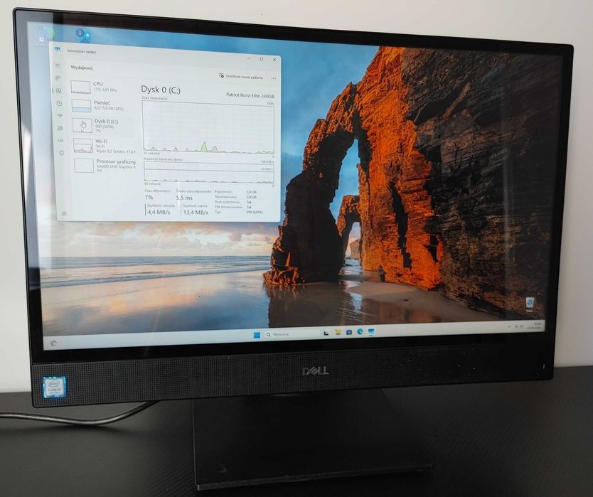 Komputer AIO DELL Optiplex 5270 / Intel Core i5-9500 / 16 GB DDR4 / 240 GB SSD / Klawiatura i Mysz Logitech / Windows 11 /