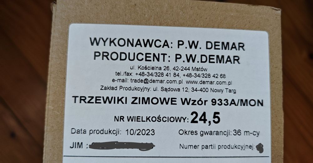 Trzewiki zimowe 933A/MON *  24,5cm *Wojskowe buty*